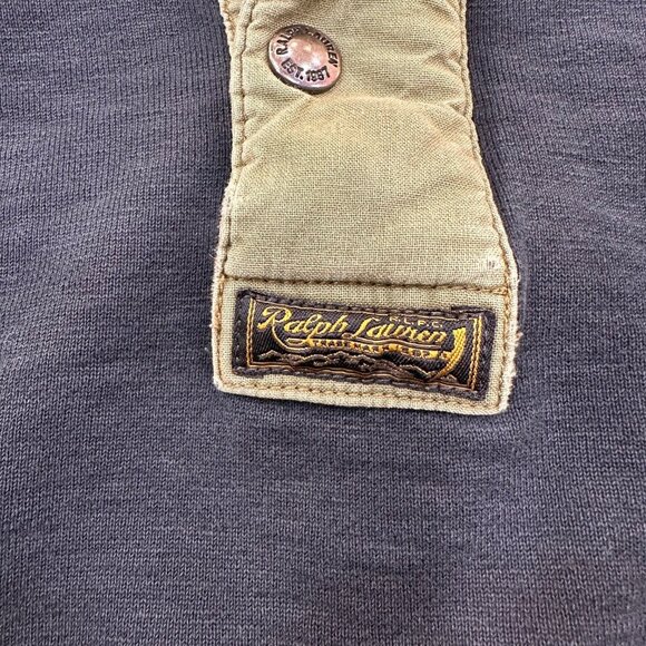 Polo Ralph Lauren Vintage 90s 1/4 zip/snap Blue/Green Pullover XXL - Picture 4 of 9